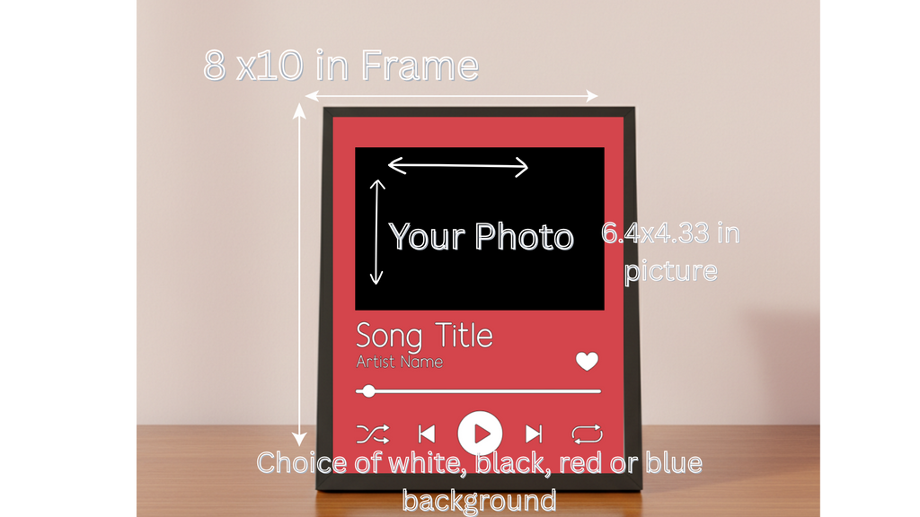 Valentines day custom photo frame with Song title choice.