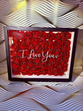 Shadowbox With Red Paper Roses