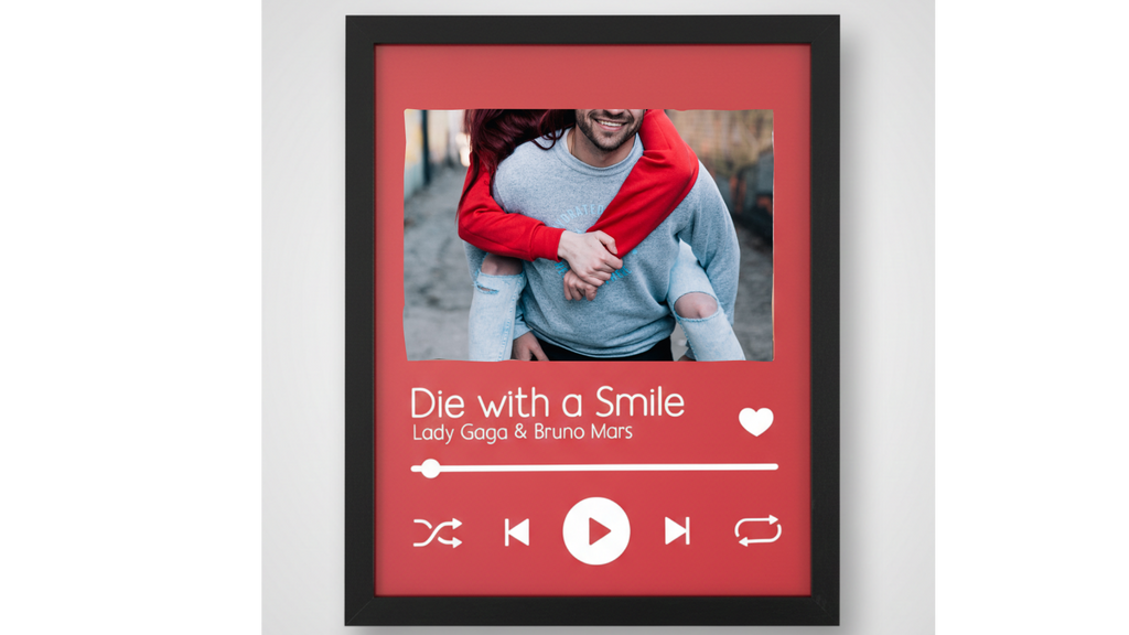 Valentines day custom photo frame with Song title choice.