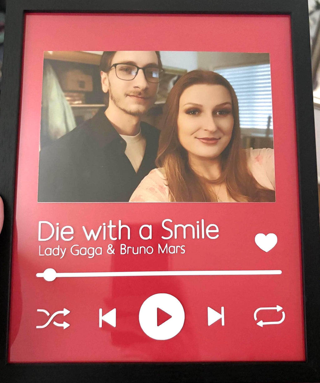 Valentines day custom photo frame with Song title choice.