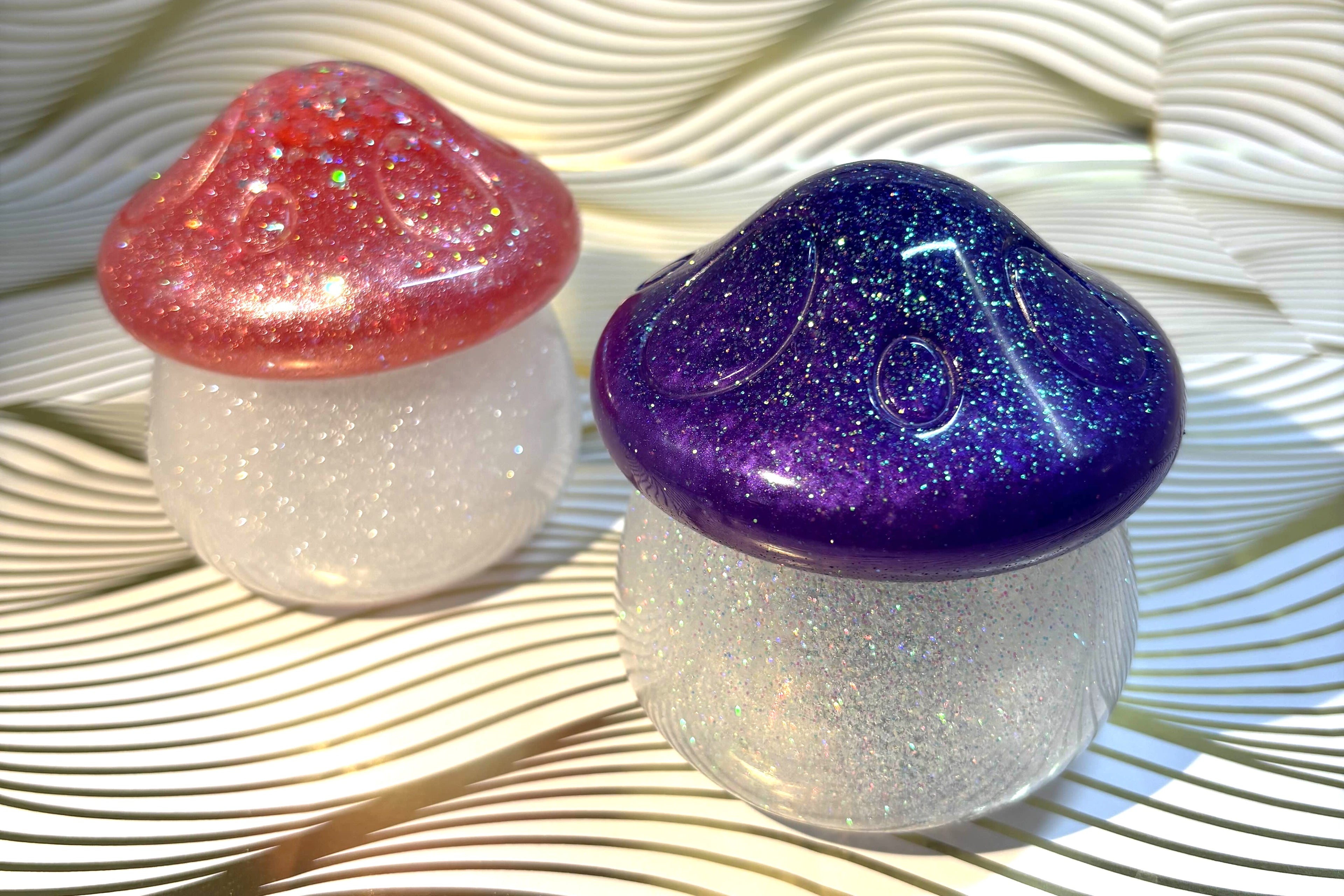 Resin Glitter Mushroom Jar