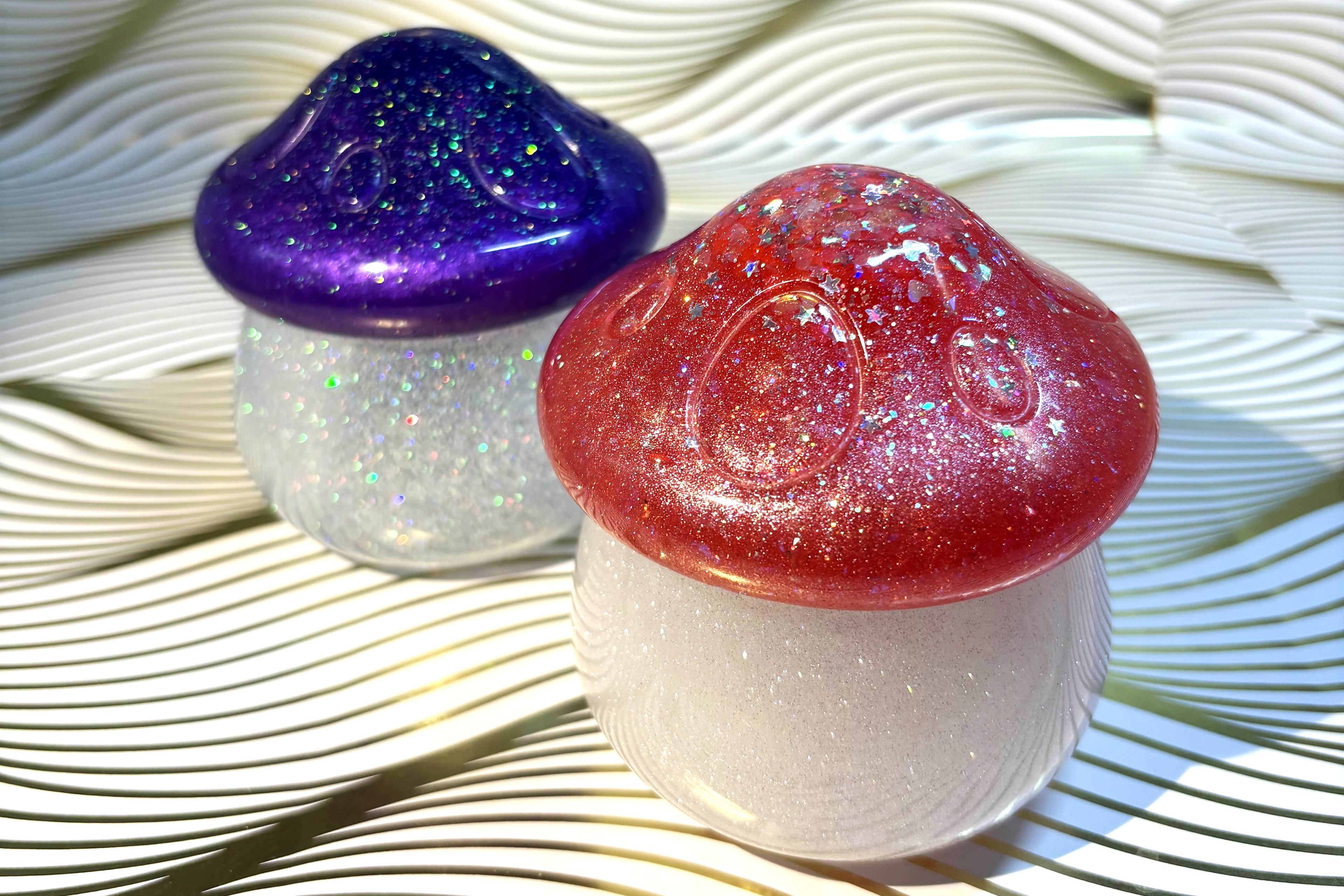 Resin Glitter Mushroom Jar