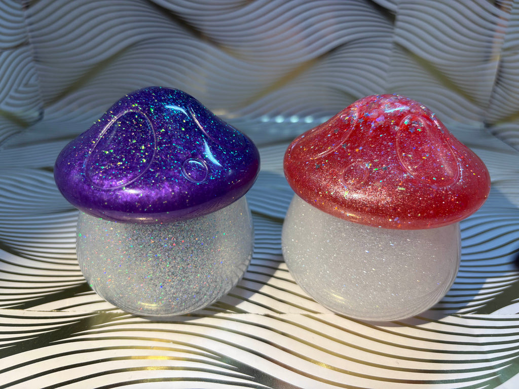 Resin Glitter Mushroom Jar