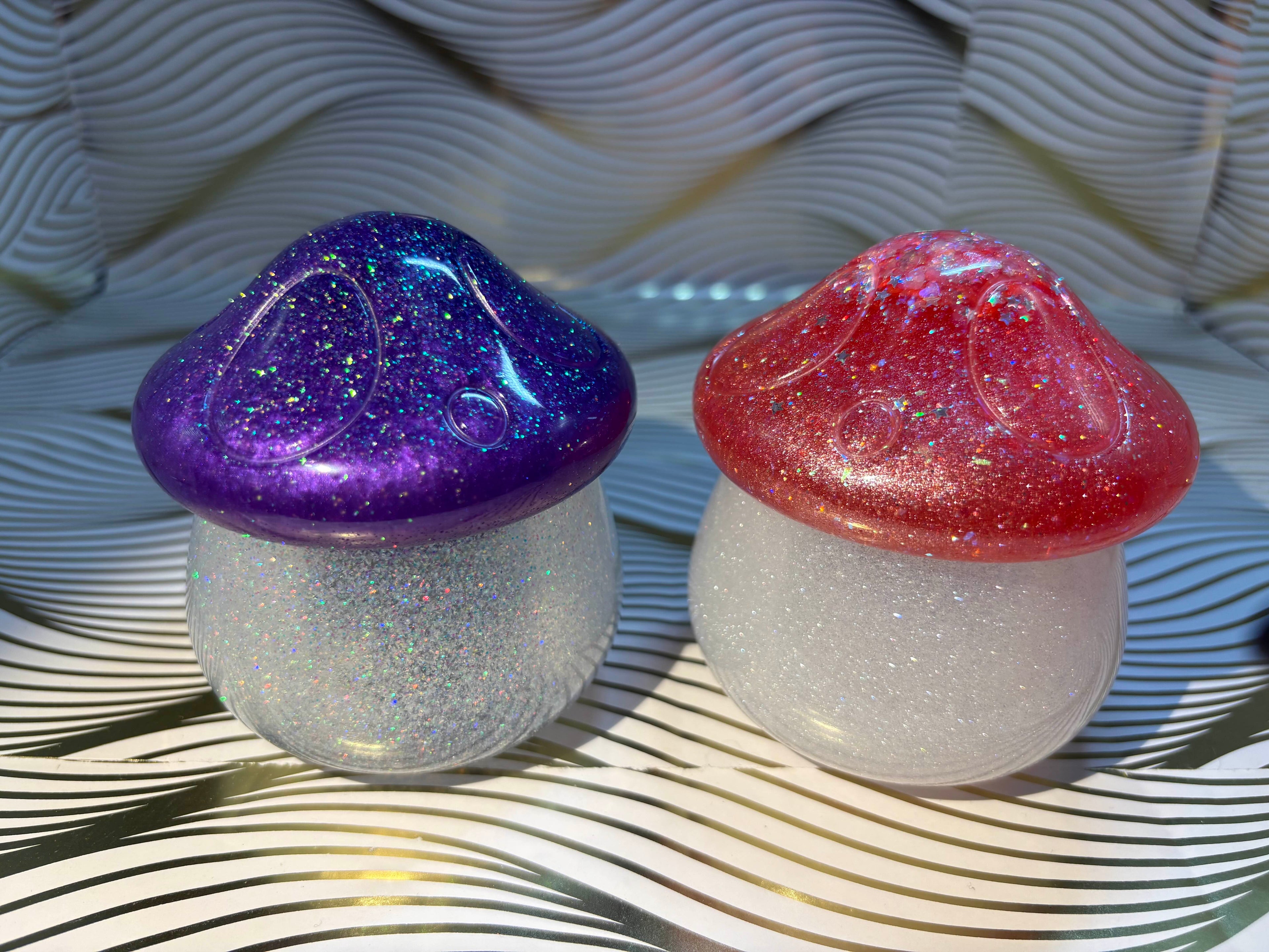 Resin Glitter Mushroom Jar