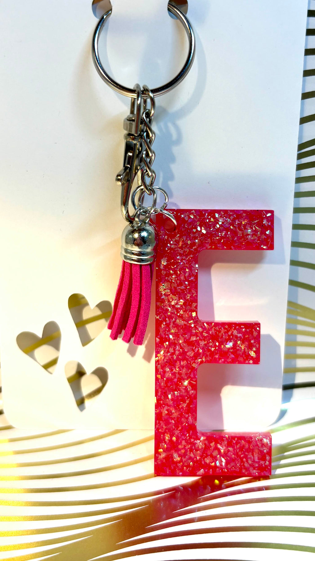 Custom Letter Glitter Resin Keychain