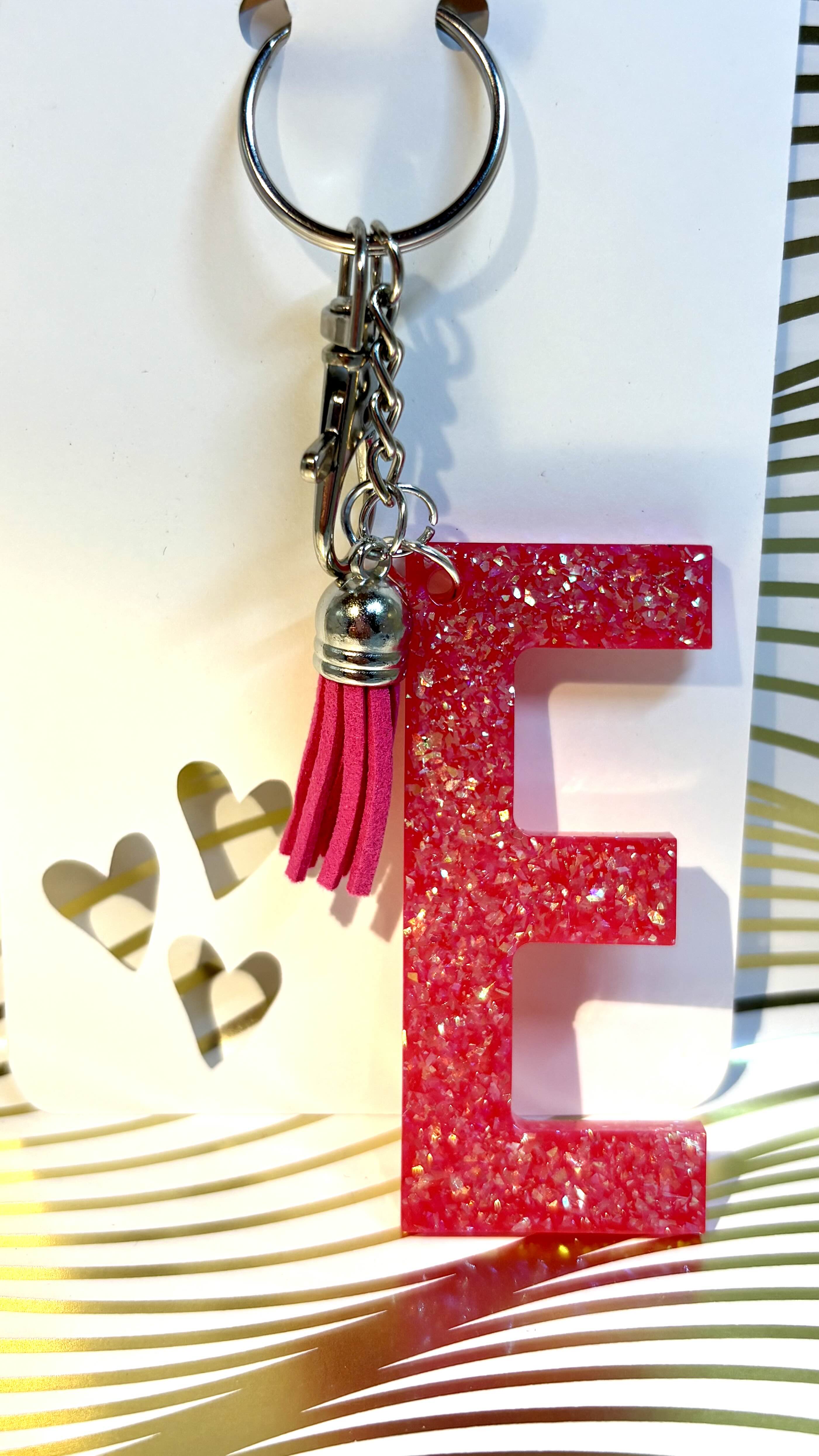 Custom Letter Glitter Resin Keychain