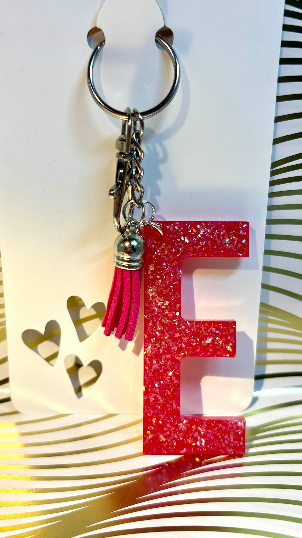 Custom Letter Glitter Resin Keychain