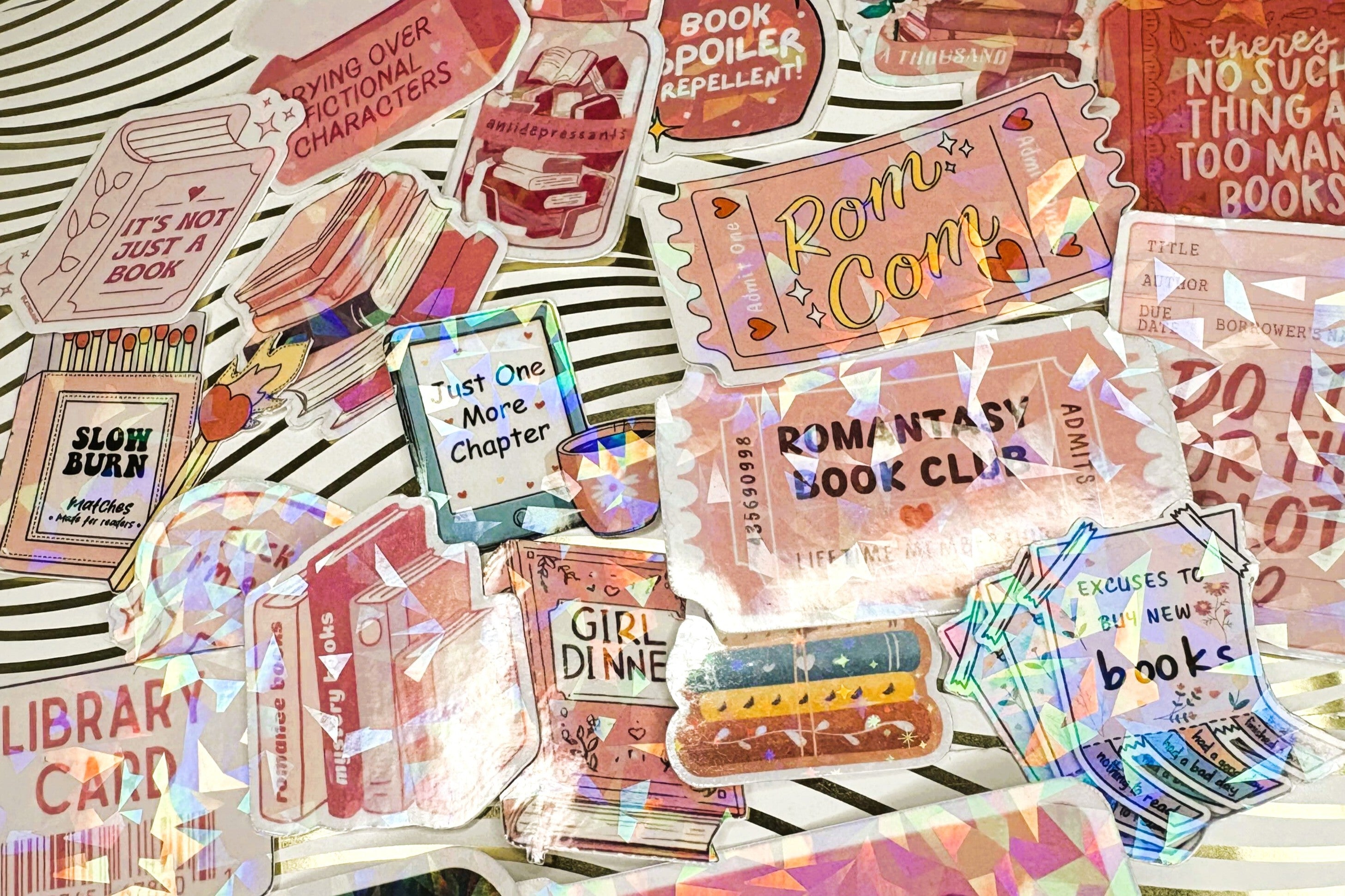 Book/ Reading Lover themed Holographic Stickers