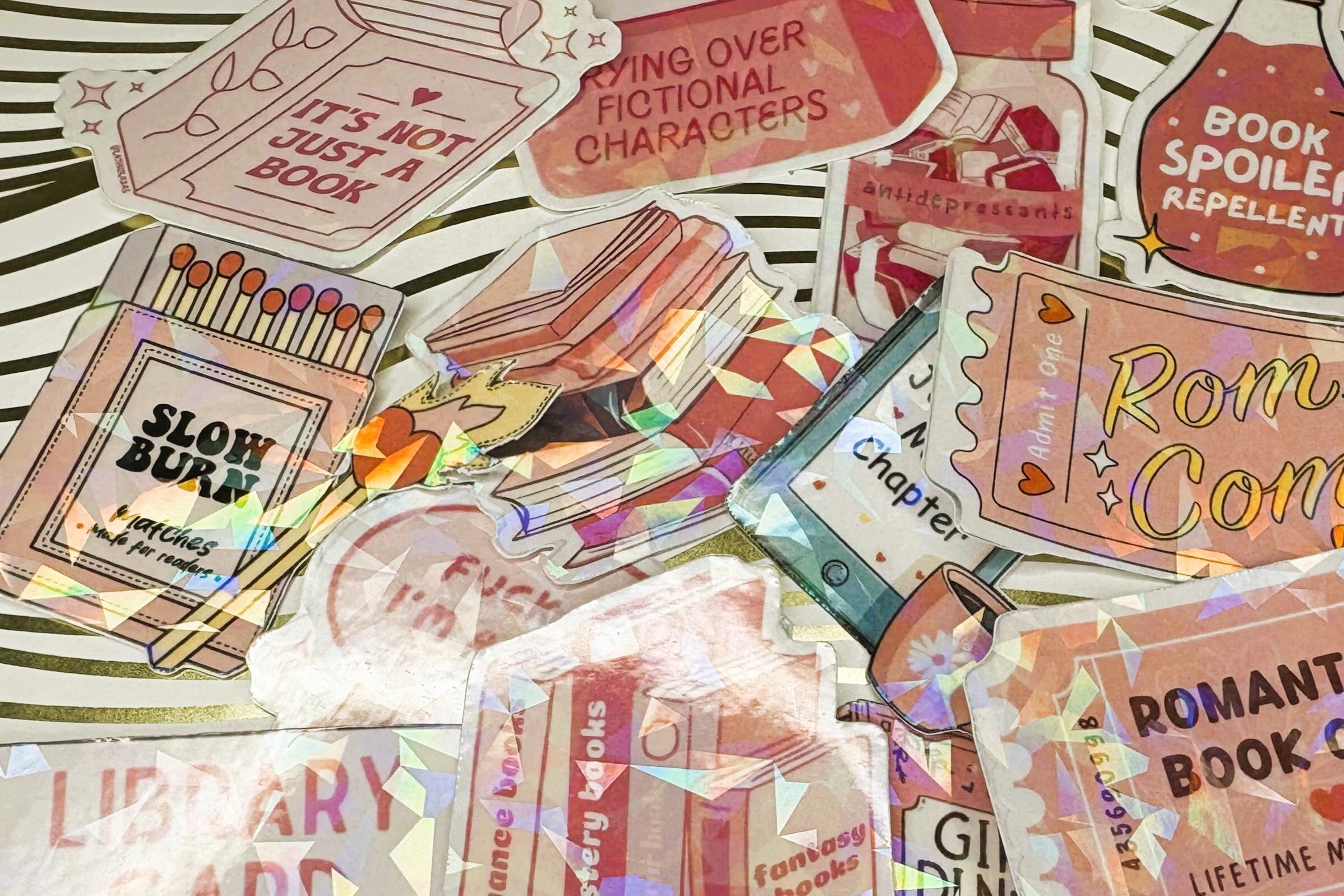 Book/ Reading Lover themed Holographic Stickers