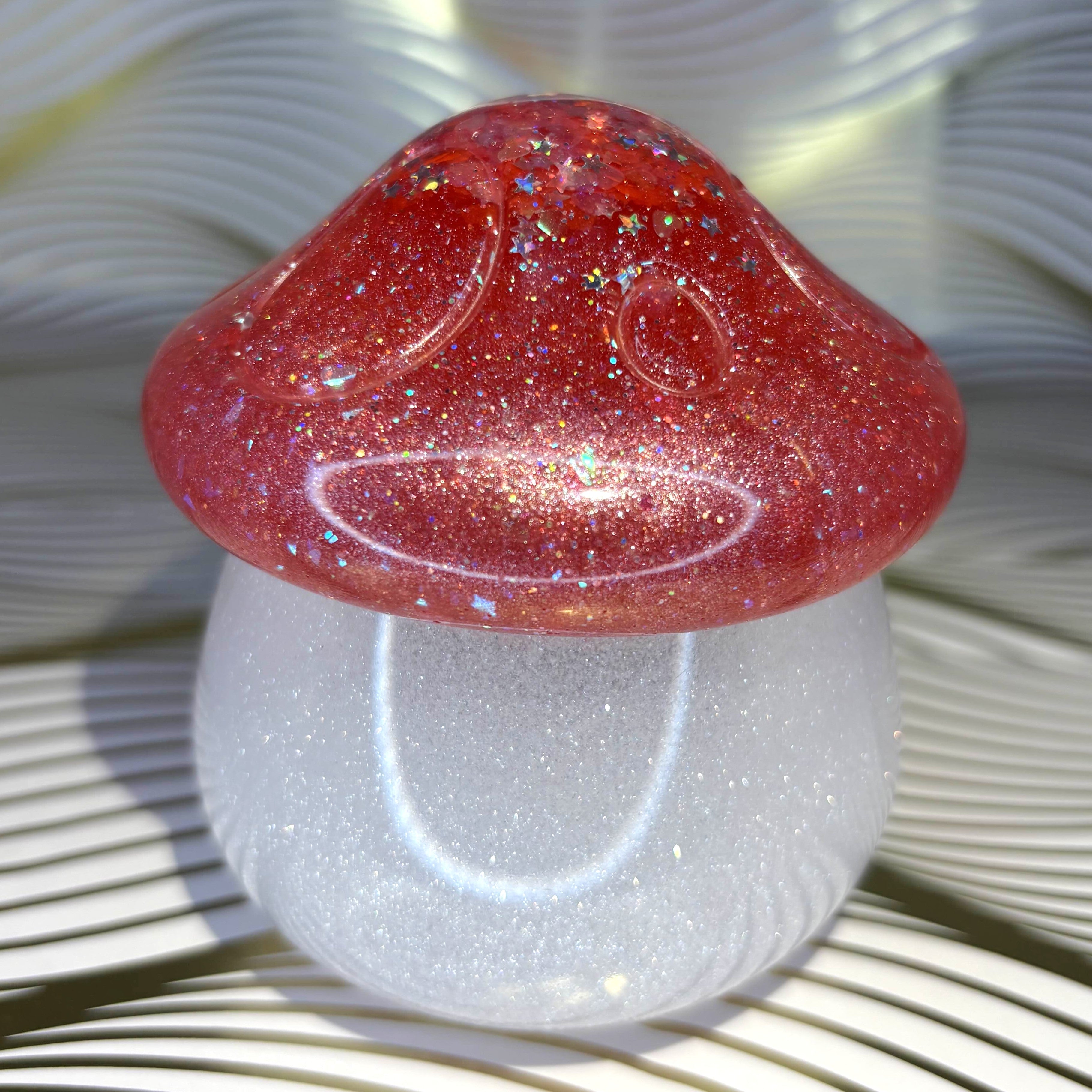 Resin Glitter Mushroom Jar