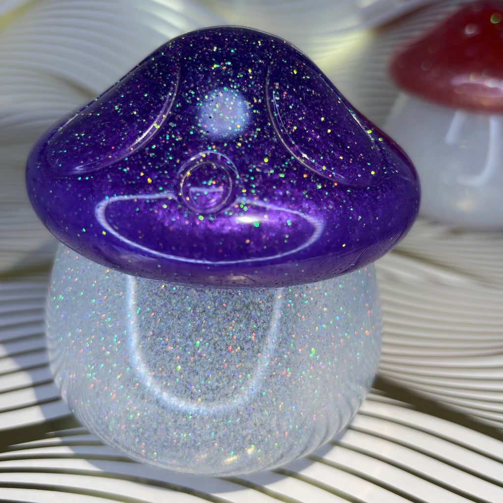 Resin Glitter Mushroom Jar