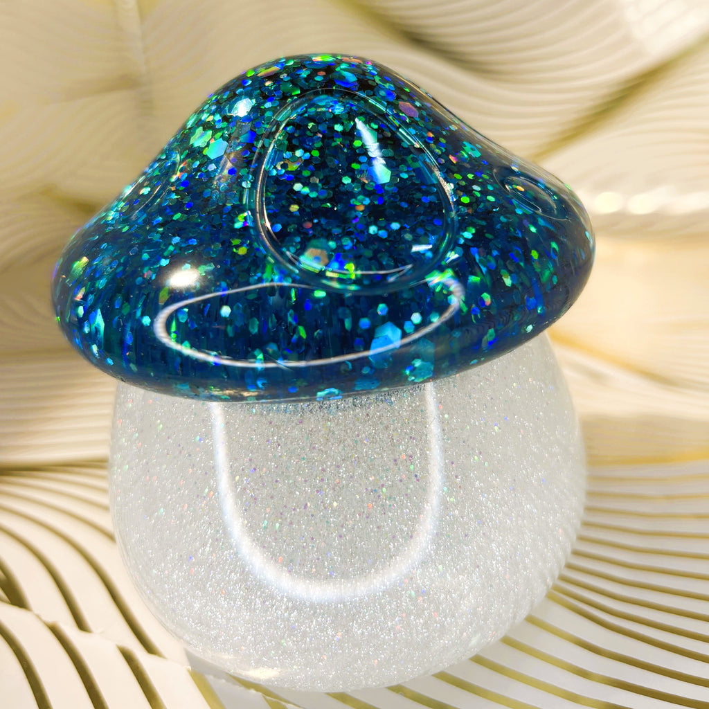 Resin Glitter Mushroom Jar
