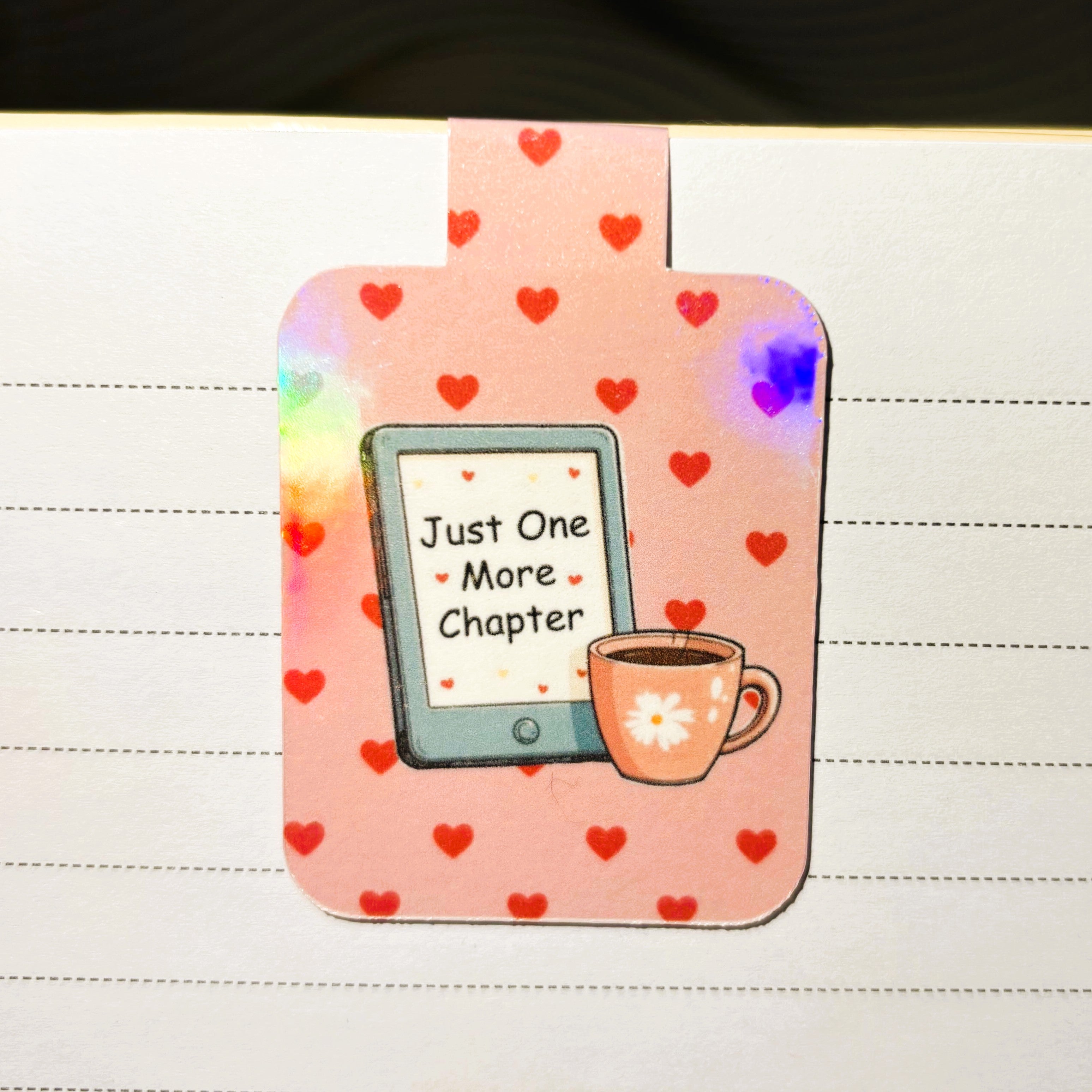 Cute Pink Holographic Magnetic Bookmarks