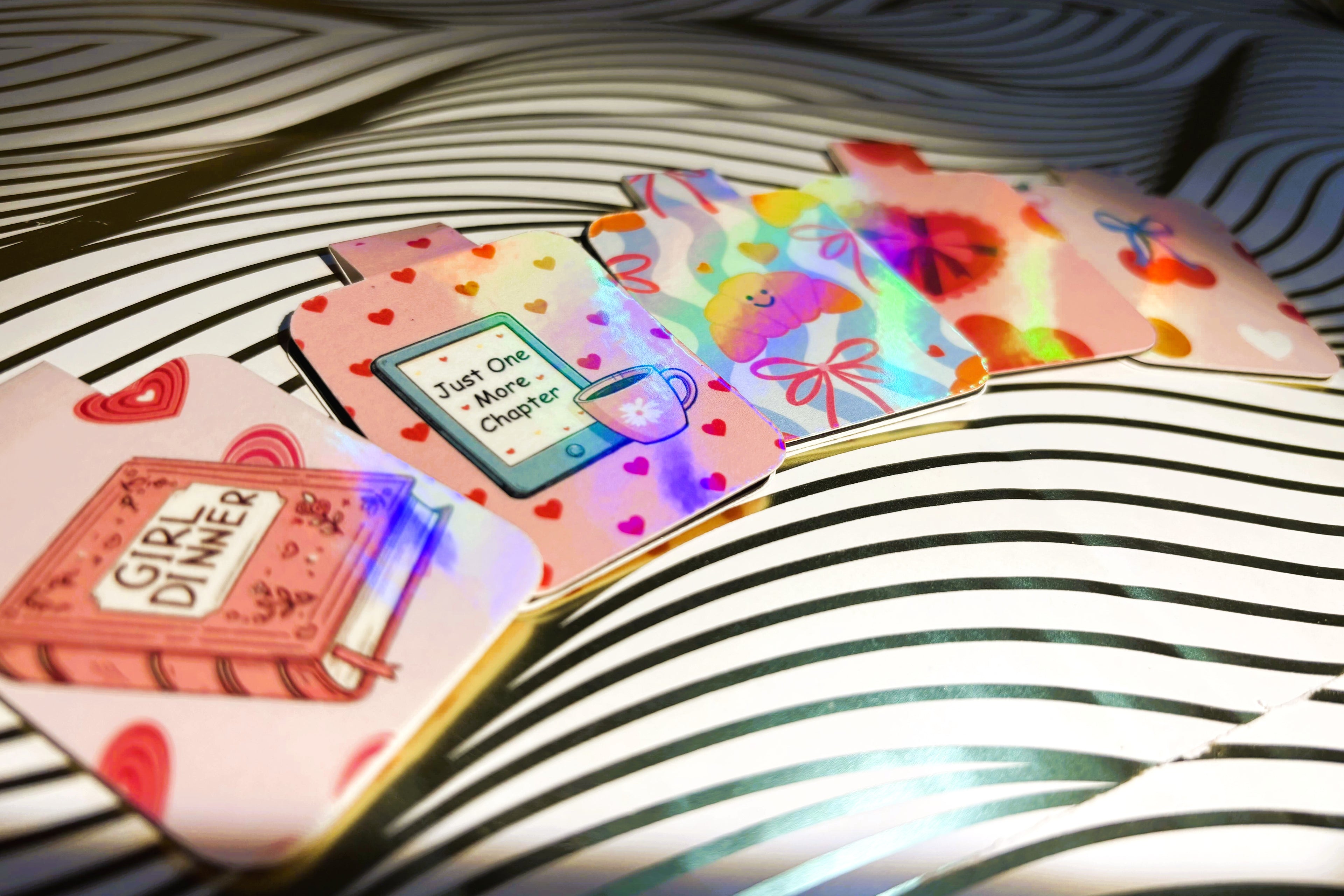 Cute Pink Holographic Magnetic Bookmarks
