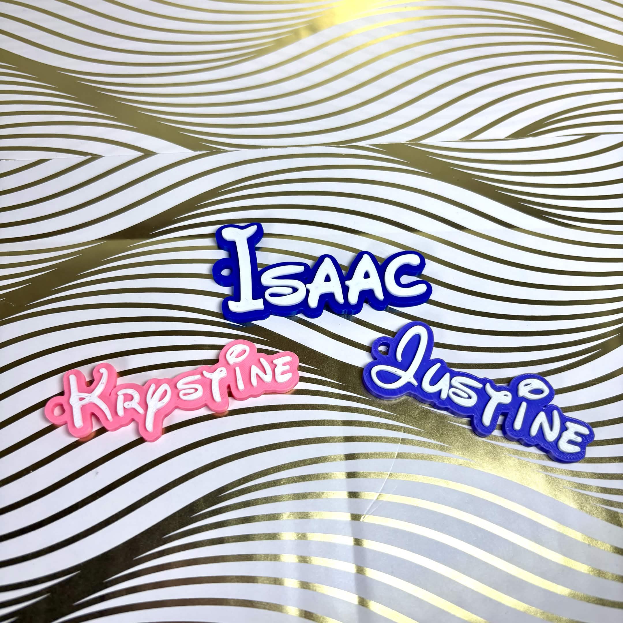 Custom Disney Inspired Name Keychain | Personalized 3D Printed Name Tag | Holographic Back