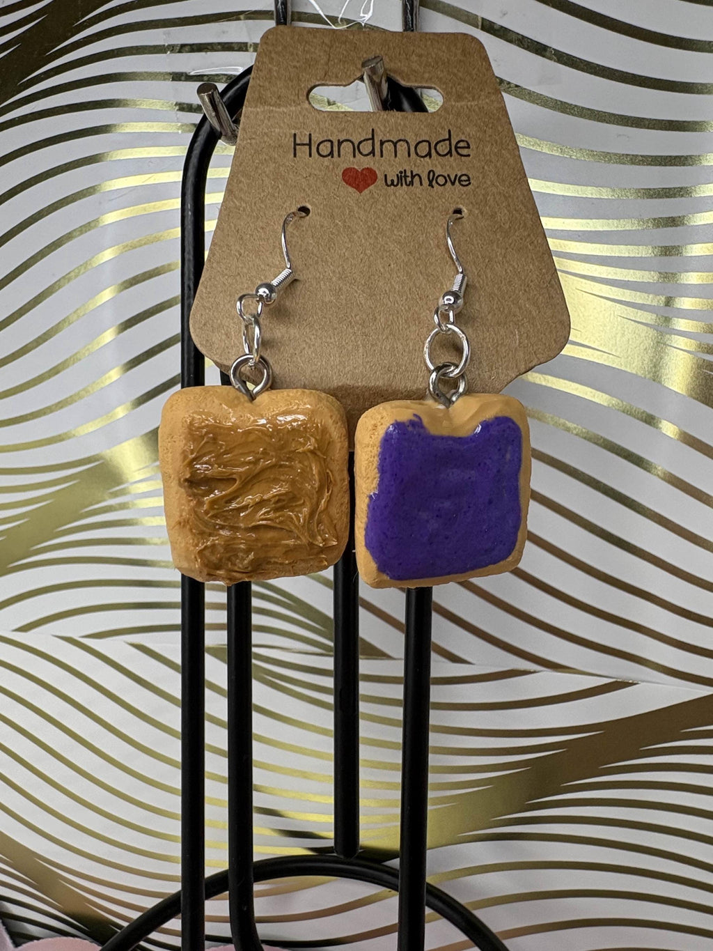 Peanut butter & Jelly food themed earrings