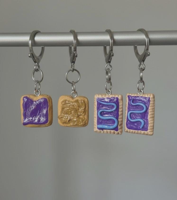 Pop Tart and PB &J inspired matching bag charms