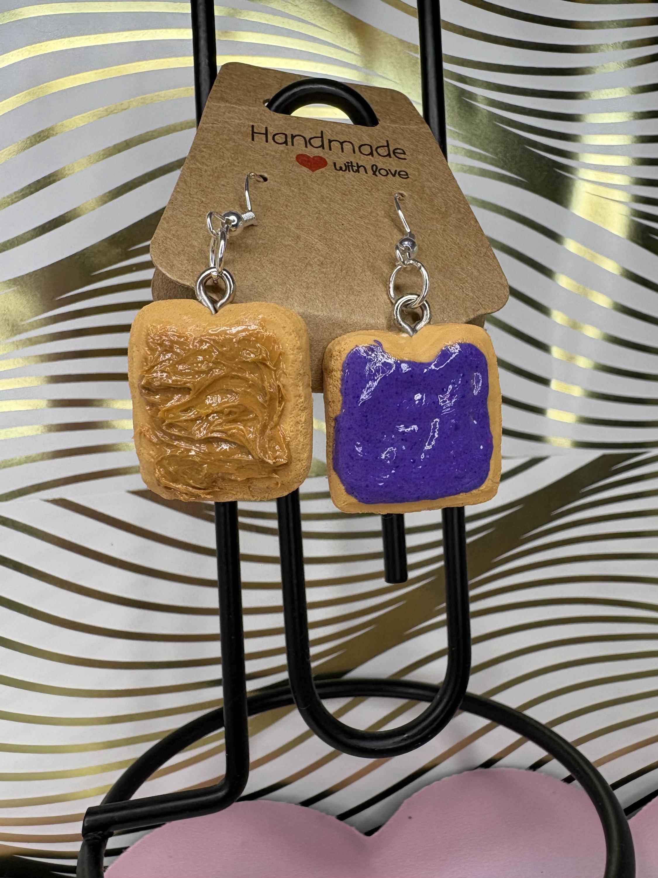 Peanut butter & Jelly food themed earrings